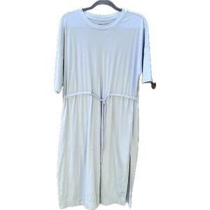 Everlane Dress Cotton Midi Tie Womens L Light Blue Minimalist Quiet Luxury